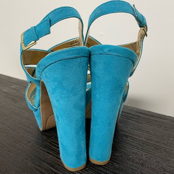 Mossimo Petene Turquoise Platform Chunky Heel Sandals 7M - Picture 7 of 9